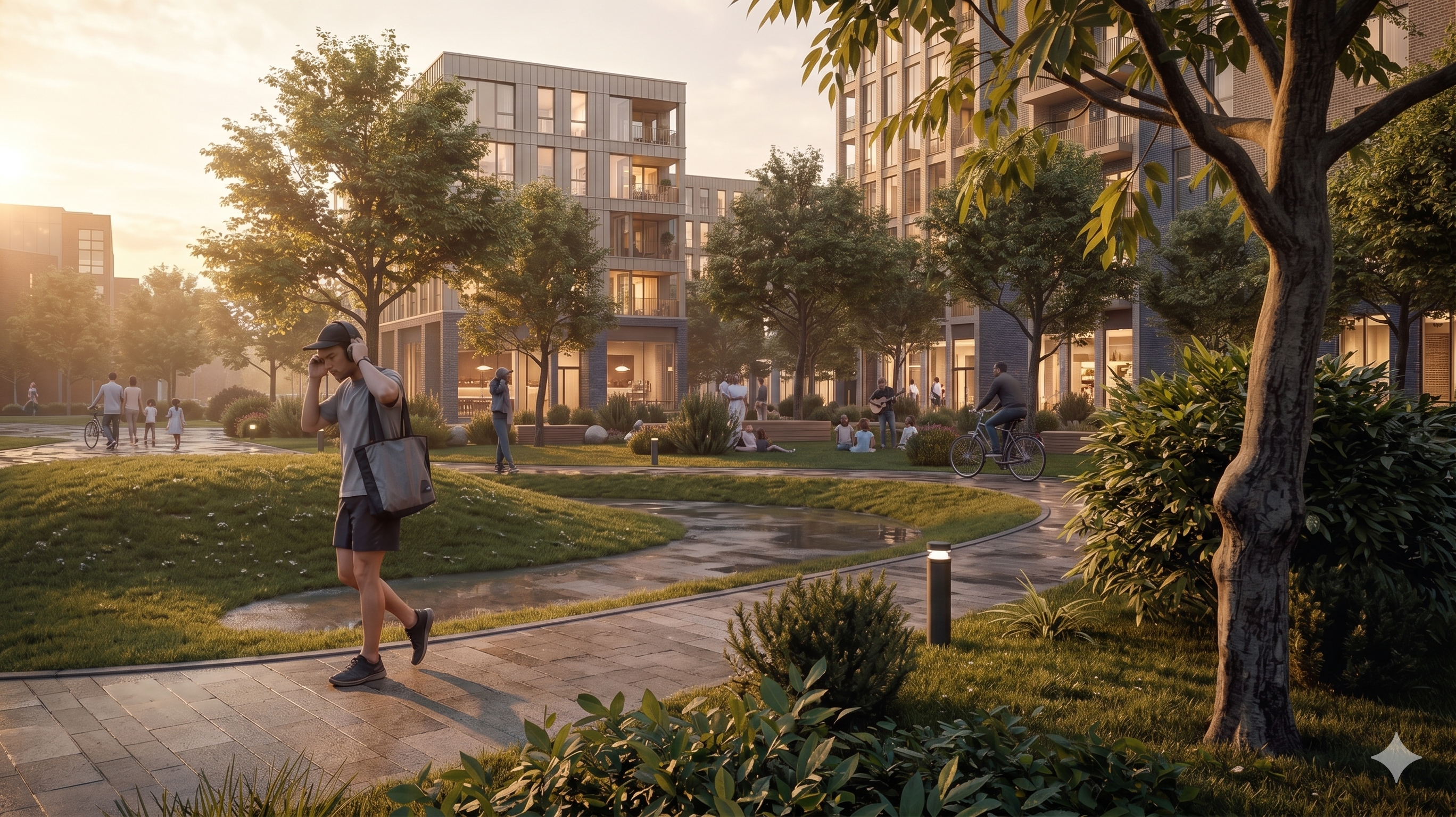 After: photorealistic architectural visualization generated from the sketch